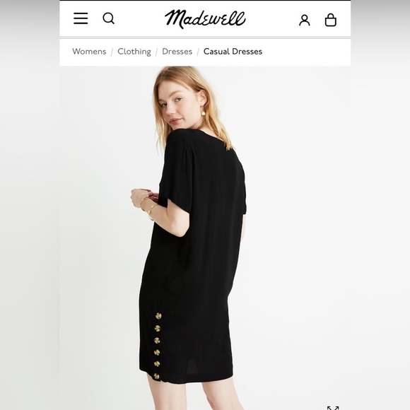 Madewell Black Side-Button Easy Shift Dress - Picture 8 of 8
